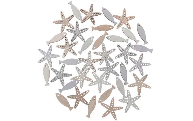Rico Design Streudeko Fische and Seesterne natural 36 pieces