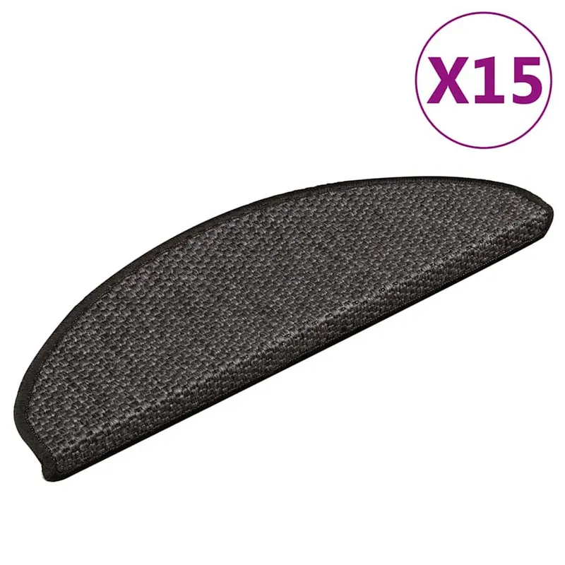 Treppenmatten Selbstklebend Sisal 15 Stk. 65x21x4 cm antracite