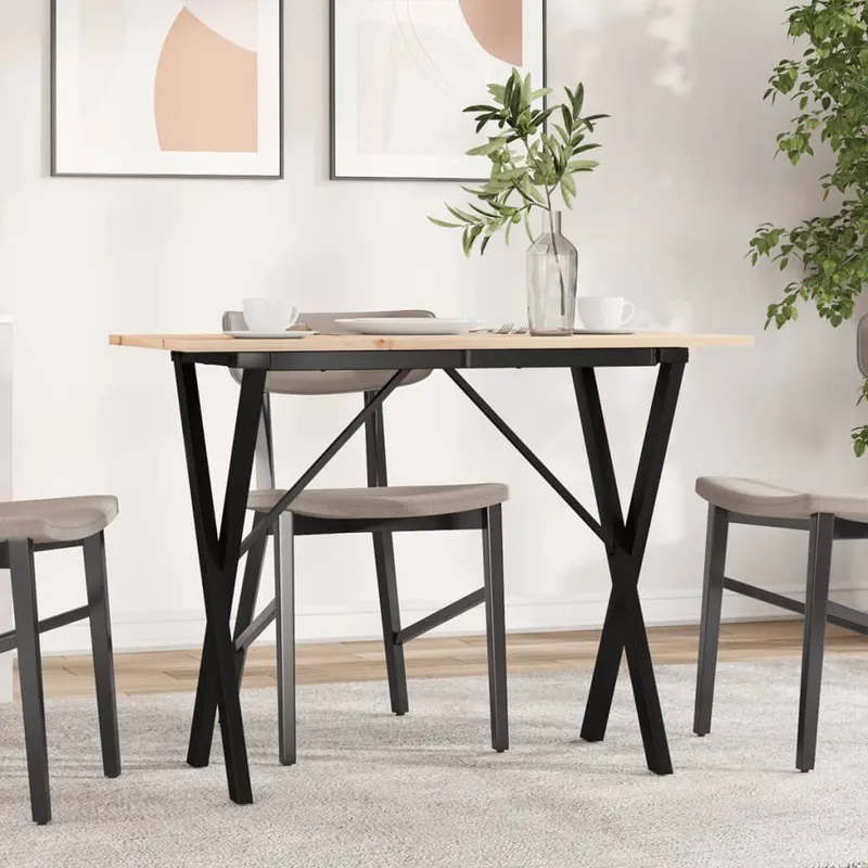 Esstisch X-Gestell 100x50x75 cm legno massiccio pino e acciaio