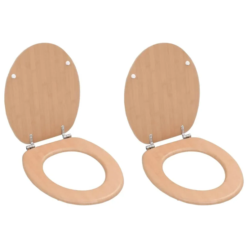 Sièges WC lot de 2 avec couvercles MDF Design de bambou