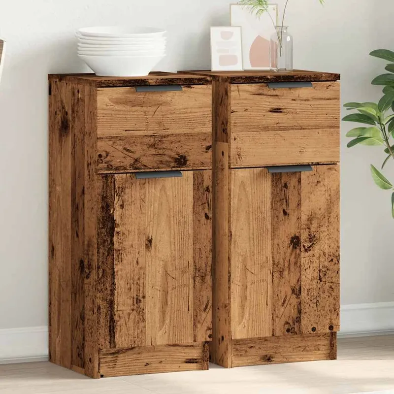 Sideboards 2 Stk. Altholz-Optik 30x30x70 cm derivato del legno