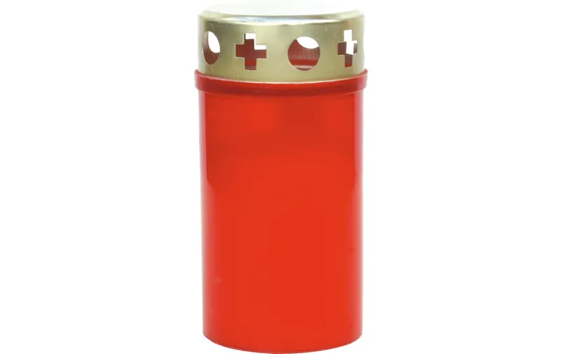 müller Kerzen Grabkerze klein mit Golddeckel 12 x 6 cm, red