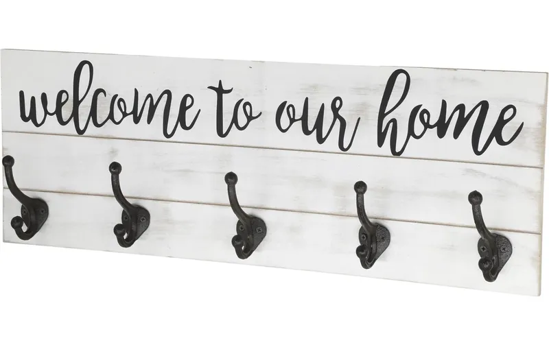 Chic Antique Wandhaken welcome to our home, Crème