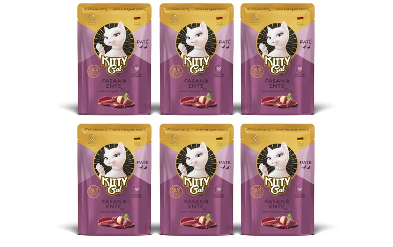 KITTY Cat Nassfutter KittyCat Paté Pouch Fasan, Ente 6 x 85 g