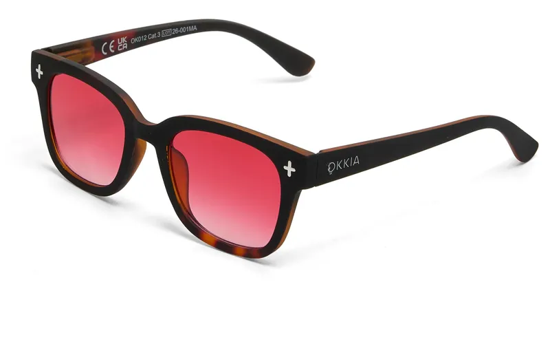 OKKIA Sonnenbrille Giovanni Black Havana, Red Lens
