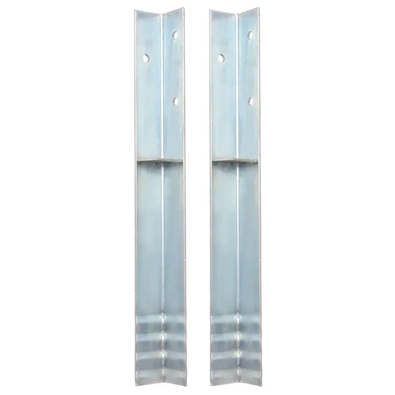 Piquet de sol en forme de L 2 pcs Acier galvanisé 5 x 5 x 50 cm