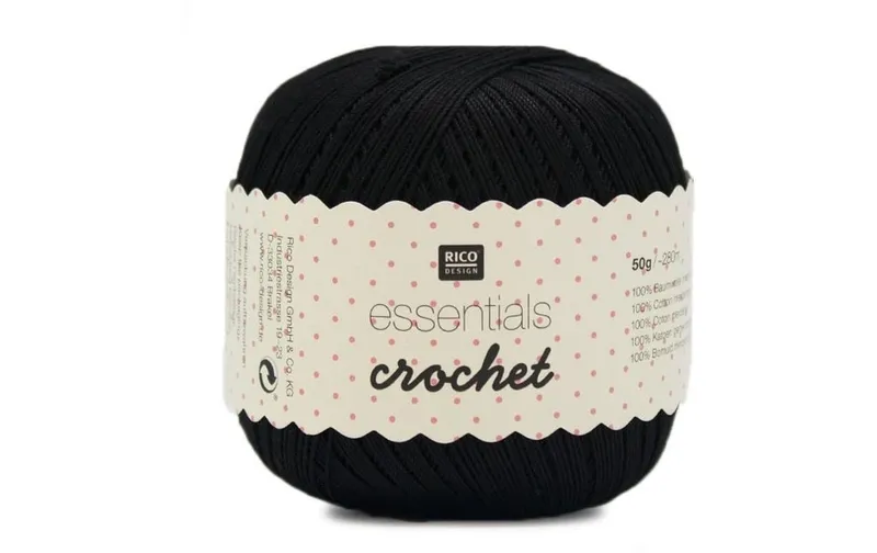 Rico Design Häkel- et Strickgarn Essentials Crochet 50 g, noir