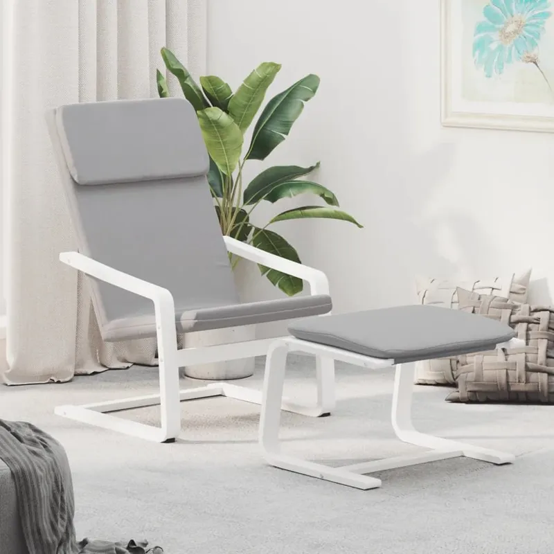 Relaxsessel mit Hocker Hellgrau tessuto