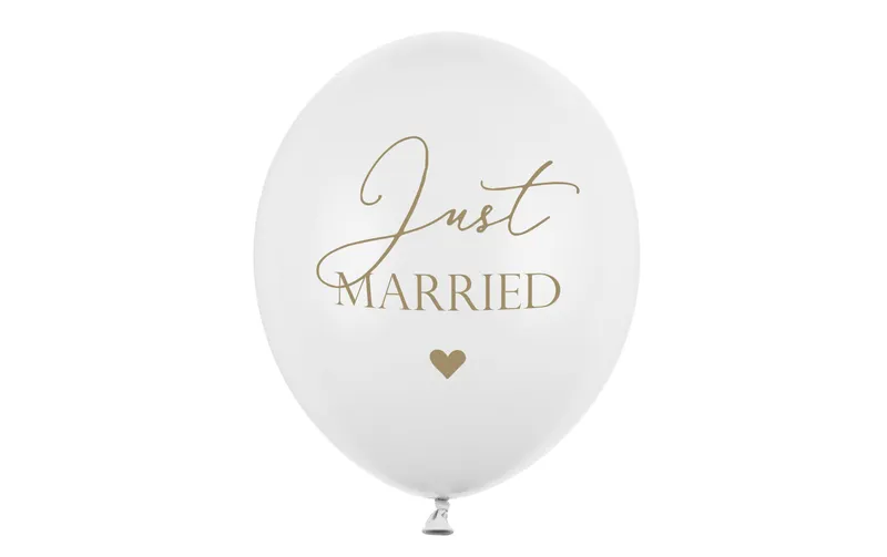 Partydeco Luftballon Just Married blanc/Gold Ø 30 cm, 6 pièces