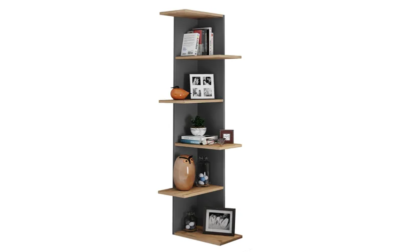 VCM Wandregal Balos XL 140 x 37 cm, Anthrazit/Honig-Eiche
