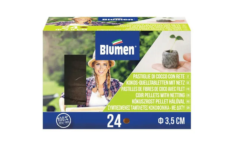 Blumen Quelltabletten Ø 35 mm mit Netz, 24 Stück