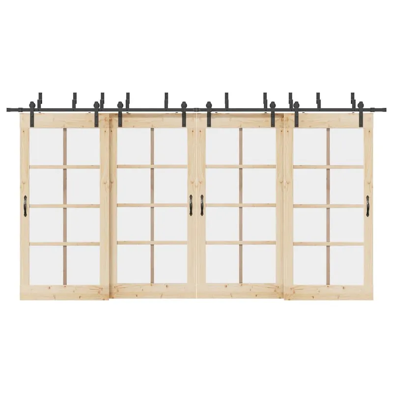 Schiebetürbeschlag-Set 427 cm Stahl Schwarz