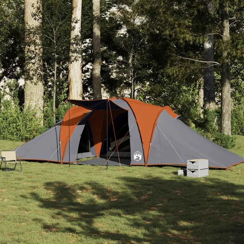 Tenda Familiare a Cupola 6 Posti Grigio e Arancione Impermeabile