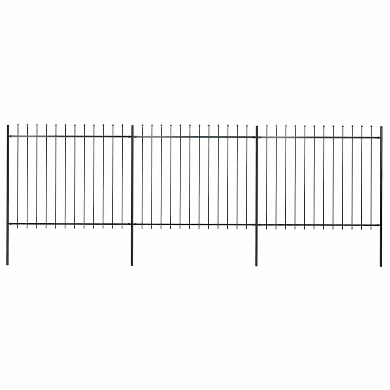 Gartenzaun mit Speerspitze Stahl 504 x 150 cm Schwarz