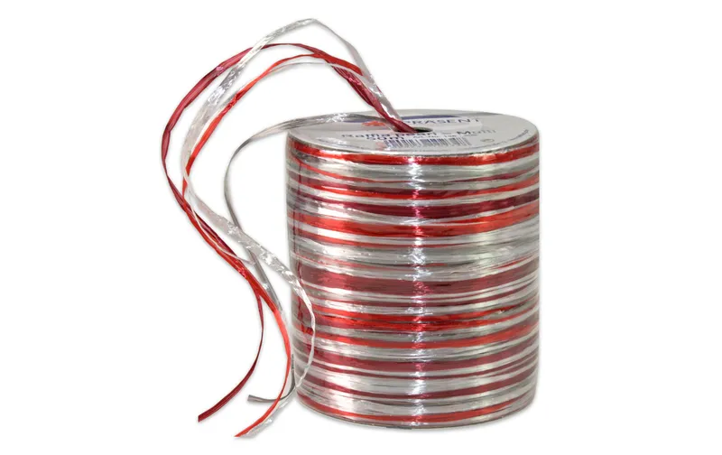 Pattberg Geschenkband Raffia Pearl 50 m, rosso/bianco