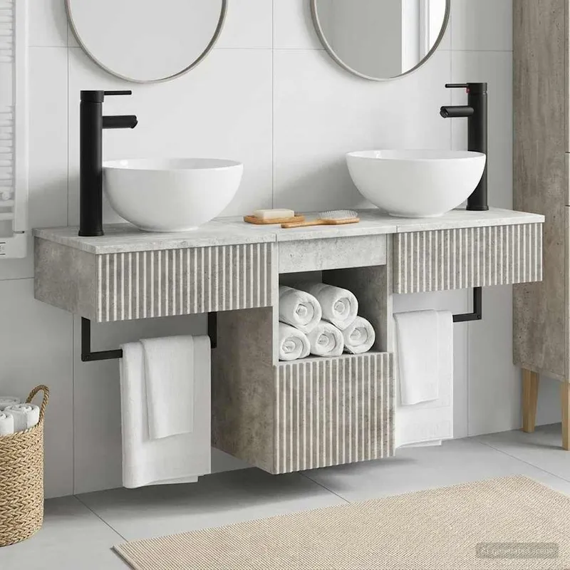 Ensemble de mobilier de salle de bain 3 pc Gris béton