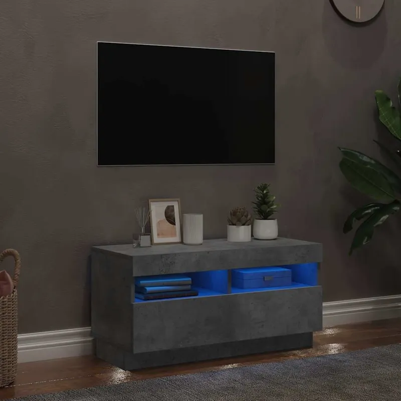 Mobile TV con Illuminazione LED Grigio Cemento 80x35x40 cm