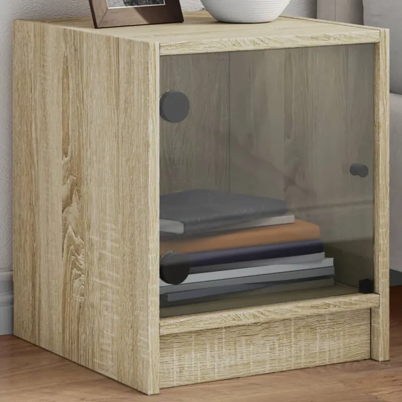 Nachttische con vetrotüren 2 pz. rovere Sonoma 35x37x42 cm