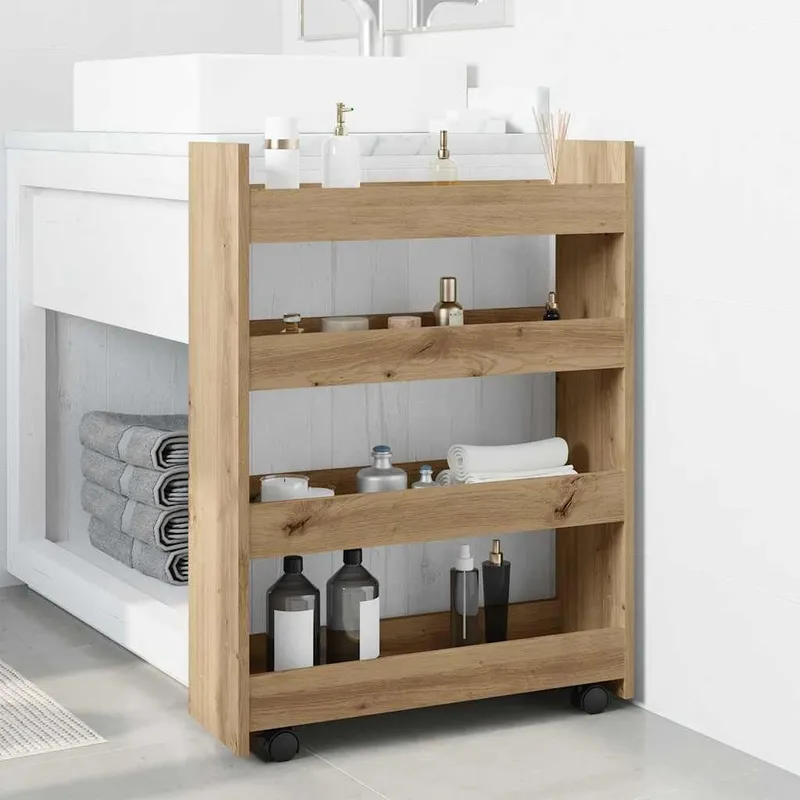 Aufbewahrungswagen Schmal 4 Etagen Artisan-Eiche derivato del legno