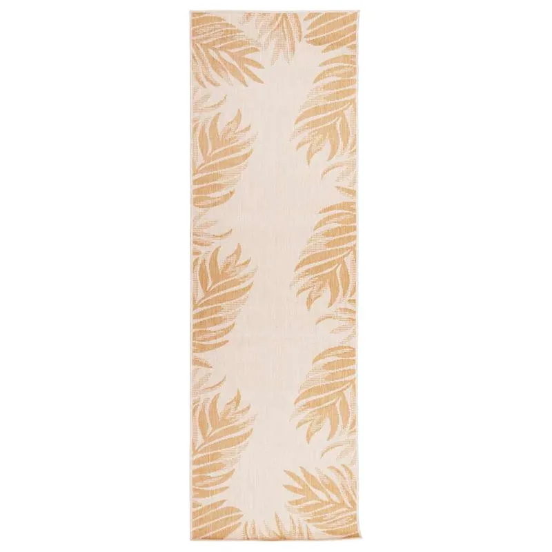 Tapis à tissage plat d'extérieur 80x250 cm Motif de feuille