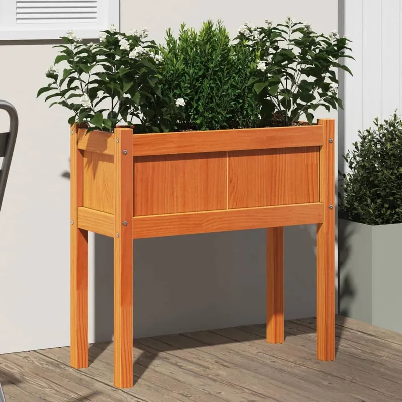 vaso mit Beinen Wachsbraun 70x31x70 cm legno massiccio pino