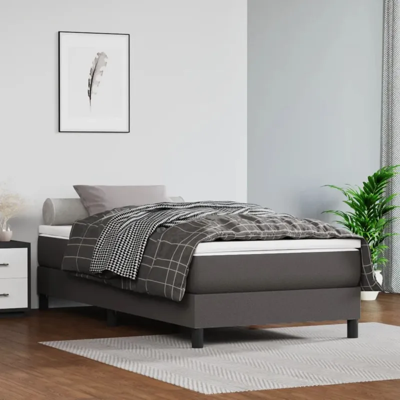 Taschenfederkernmatratze Mittel grigio 100x200x20 cm Kunstleder
