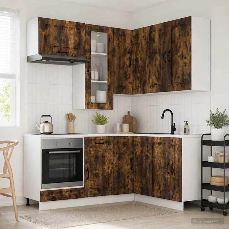 Kücheneinheit KALMAR 8 stk. Geräucherte Eiche Holzwerkstoff