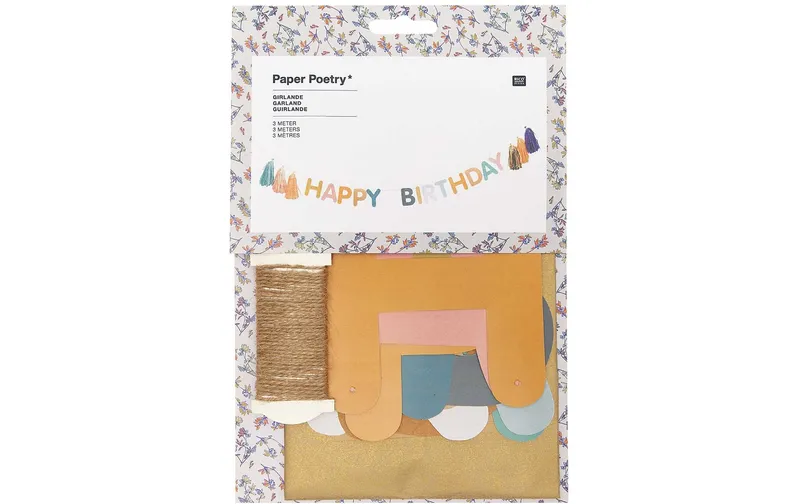 Rico Design Girlande Happy Birthday 3 m, multicolore