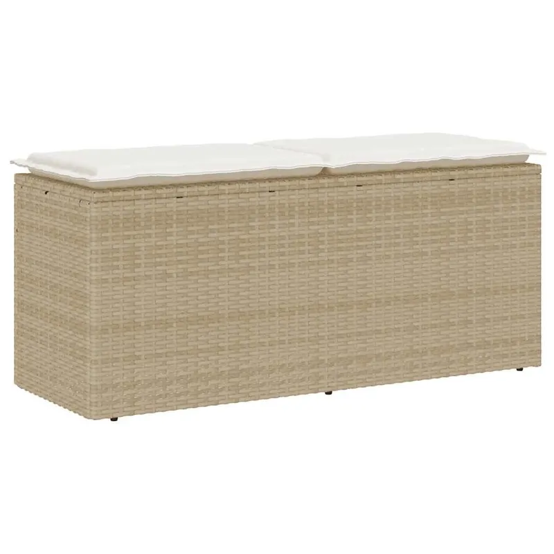 Gartenbank con cuscini beige 110x40x44 cm Poly Rattan