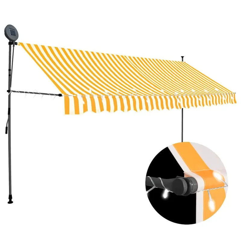 Einziehbare Markise Handbetrieben mit LED 400 cm bianco Orange