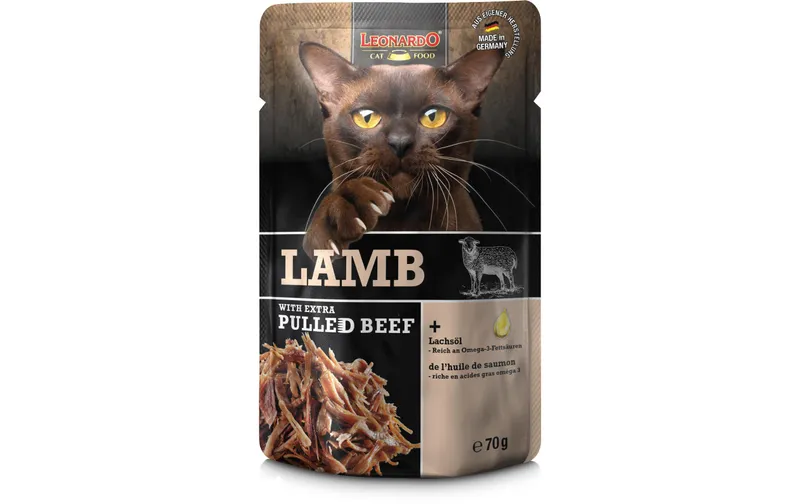 Leonardo Cat Food Nassfutter Lamm & pulled Beef 70 g