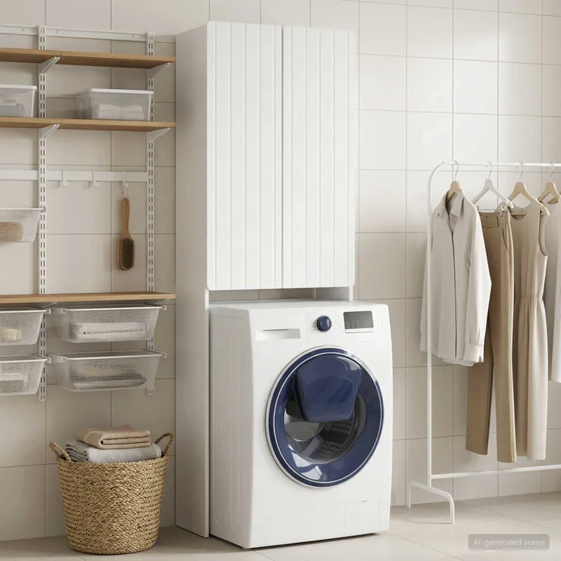 Toilettenschrank ZWOLLE Hochglanz Weiß 66 x 25,5 x 190 cm