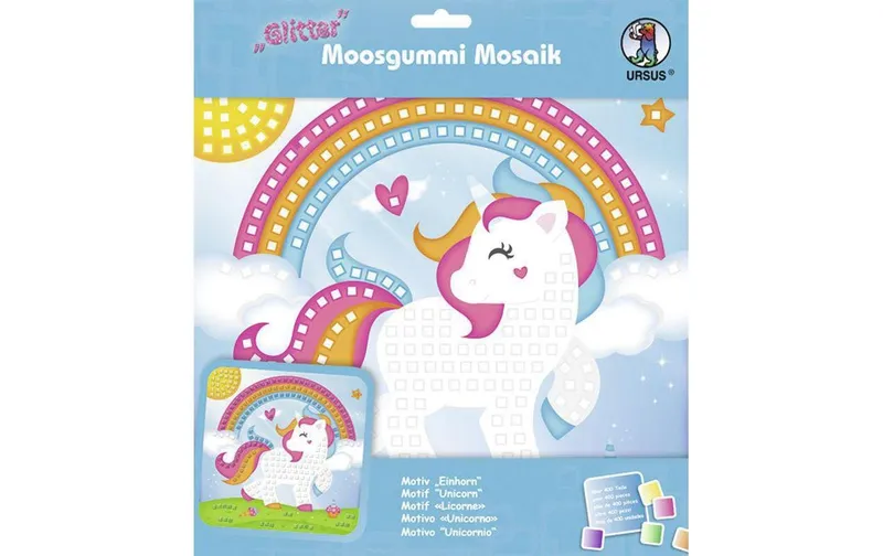 URSUS Moosgummi-Set Glitter Einhorn, multicolore