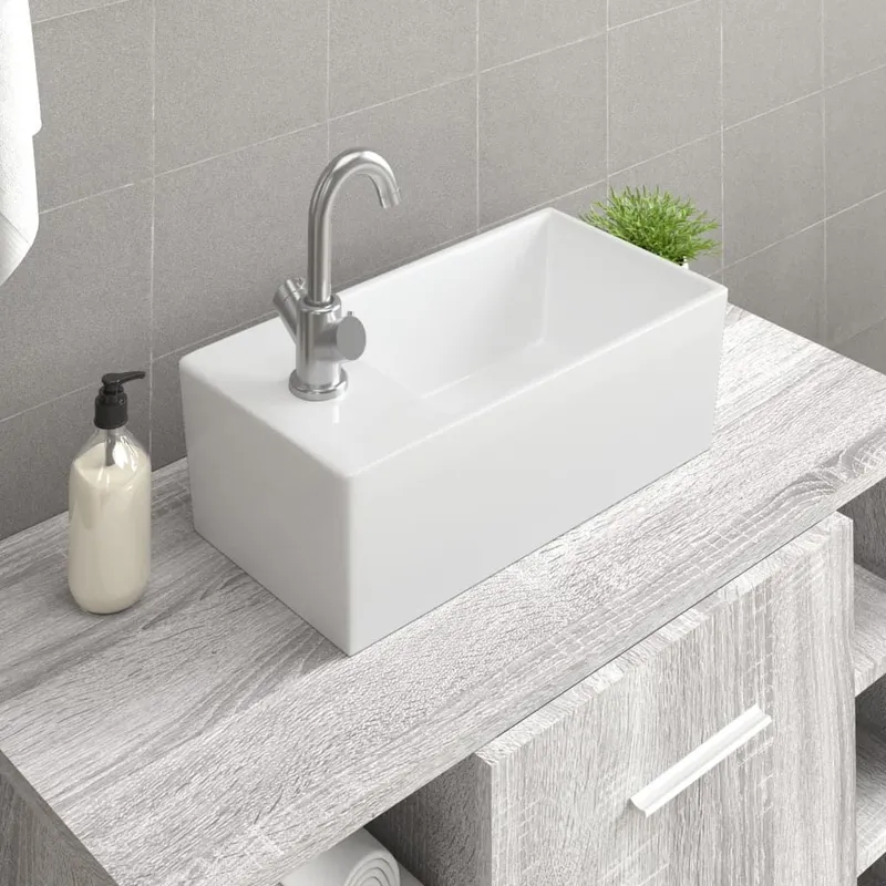 Waschbecken Weiß 48x25x15 cm Keramik