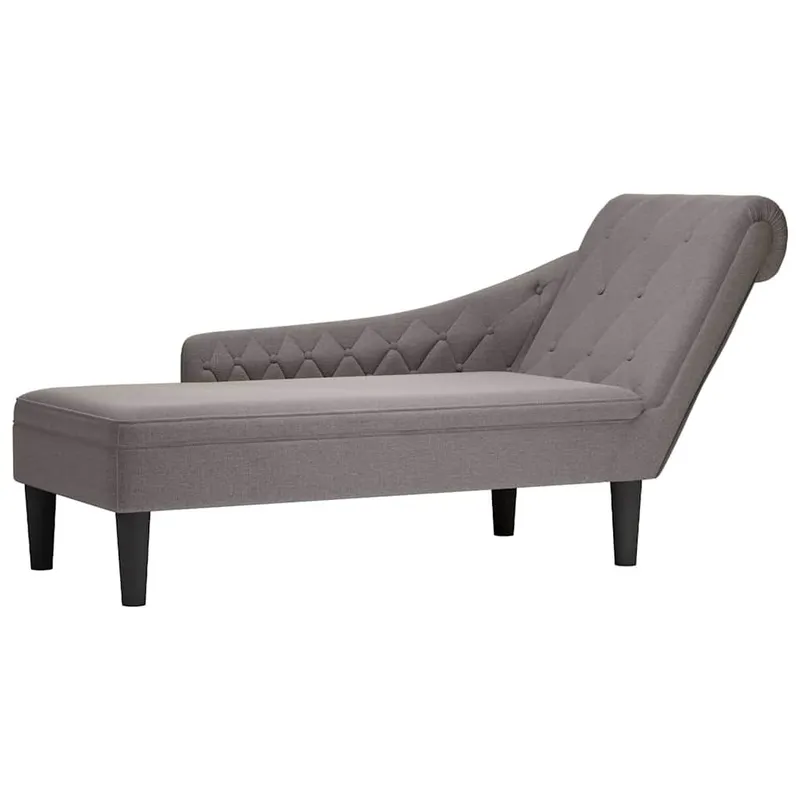 Chaiselongue mit Kissen und Rechter Armlehne Taupe Stoff