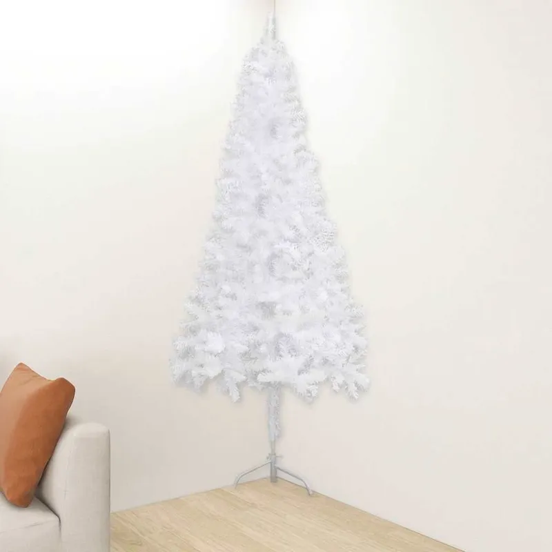 Künstlicher Eck-Weihnachtsbaum Weiß 240 cm PVC