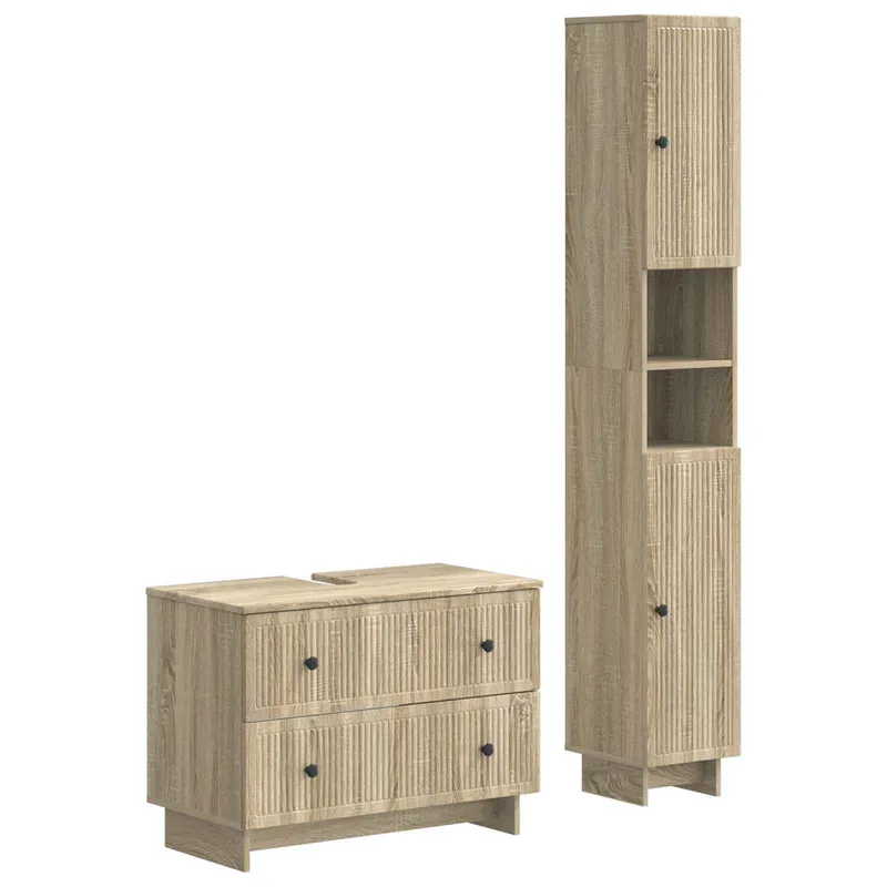 2-teiliges Badezimmer Schrank Set EDE Sonoma-Eiche