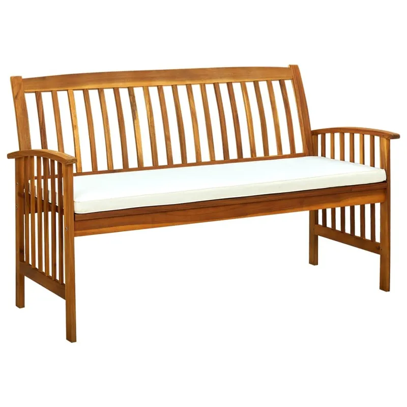 Gartenbank mit Kissen 147 cm legno massiccio acacia