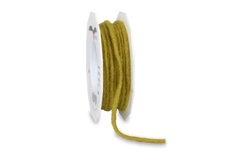 Pattberg Textilband Elbe Wolle 0.5 cm x 15 m, Senfgrün