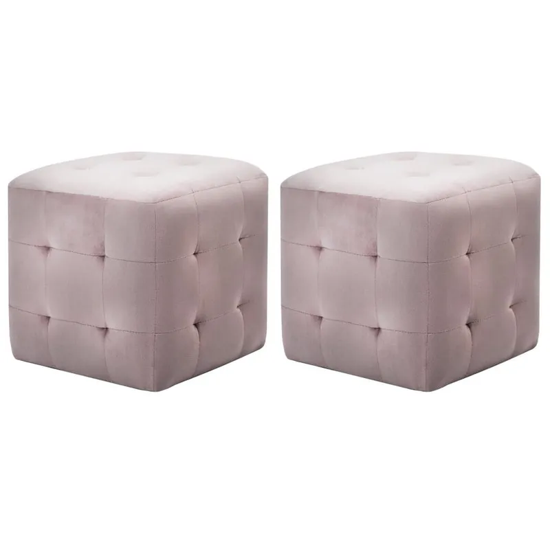 Nachttische 2 Stk. Rosa 30×30×30 cm Samttessuto