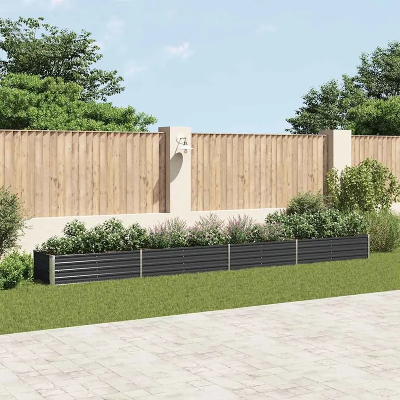 Fioriera rialzata da giardino in acciaio zincato 600x80x45 cm Antracite