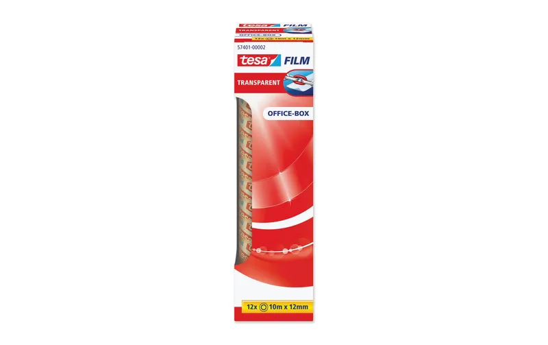 tesa Nastro Adesivo Standard 12 mm x 10 m, 12 Rotoli Trasparente