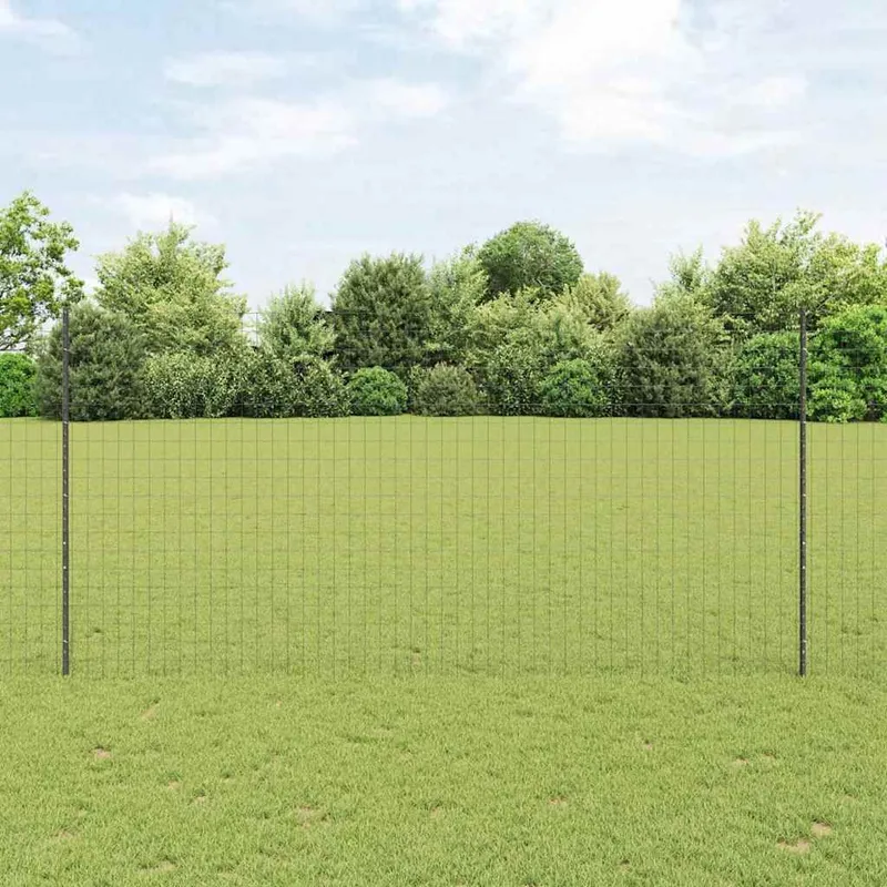 Clôture Euro avec poteau 10 x 1,6 m Acier recouvert de PVC Gris