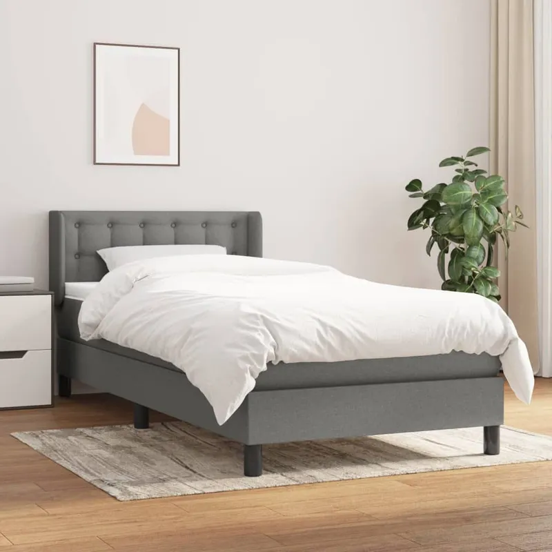 letto boxspring mit Matratze Dunkelgrau 100x200 cm tessuto