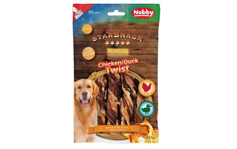 Nobby Kausnack StarSnack Barbecue Chicken Duck Twist, 113 g