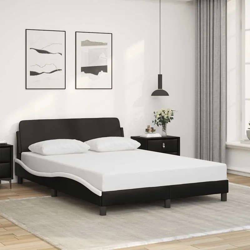 struttura letto "Dover" nero e bianco 120x200 cm ecopelle
