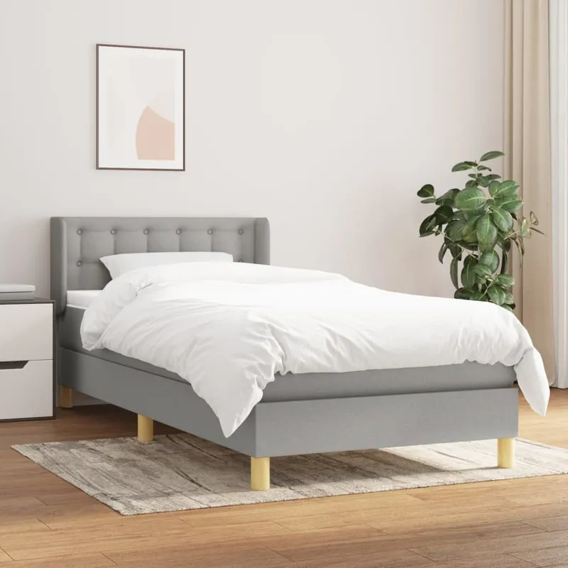 letto boxspring mit Matratze Hellgrau 100x200 cm tessuto