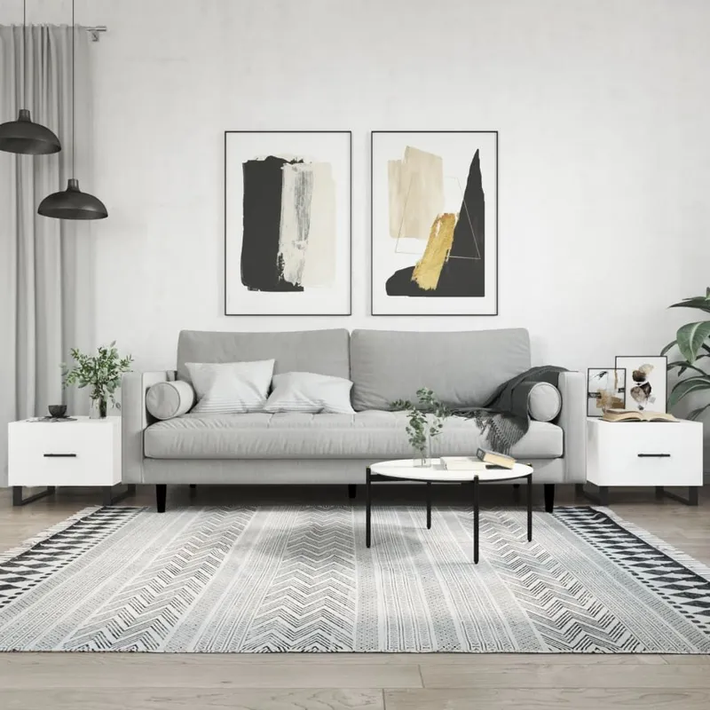 Couchtische 2 Stk. Hochglanz-white 50x50x40 cm engineered wood