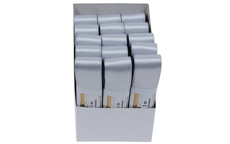 GOLDINA Satinband 25 mm x 3 m, Silber, 1 pièces