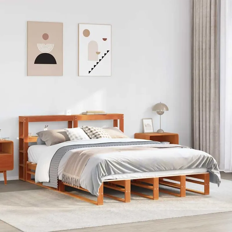 letto in legno massiccio senza materasso marrone cerato 135x190 cm legno di pino